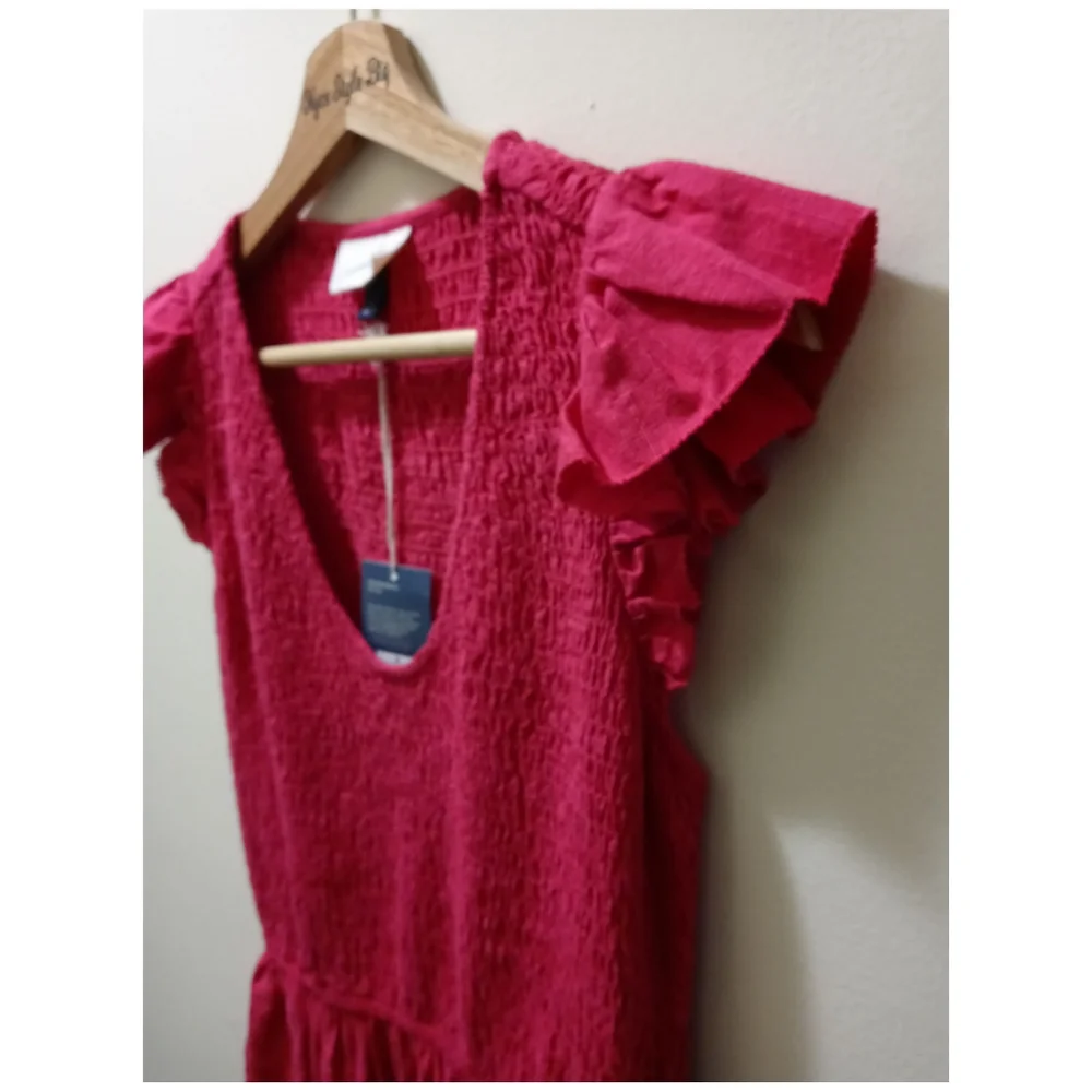 Pink Universal Thread Smocked Ruffle Dress w/ Pockets - Picture 7 of 7